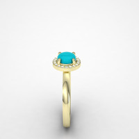 side view of turquoise jewelry ring dainty gold band