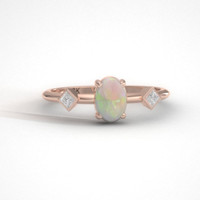 rose gold opal and princess diamond ring