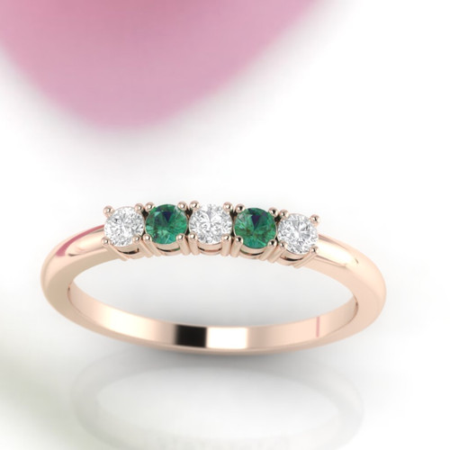 rose gold emerald and diamond ring irish jewelry design by  Ascheron