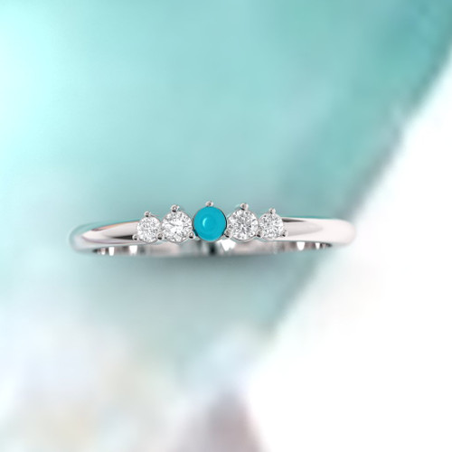 Wedding ring. Diamond wedding ring. Diamond and turquoise ring. Diamond eternity. 14K / 18K / Platinum.