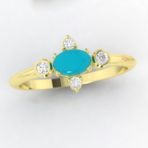 Turquoise engagement ring. Turquoise and diamond cluster. Eternity ring. Wedding ring. 14K / 18K / Platinum.