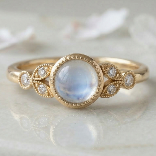 moonstone and diamond ring