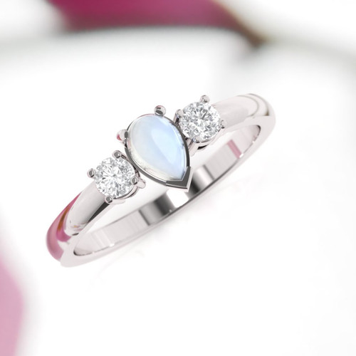 Moonstone and diamond ring