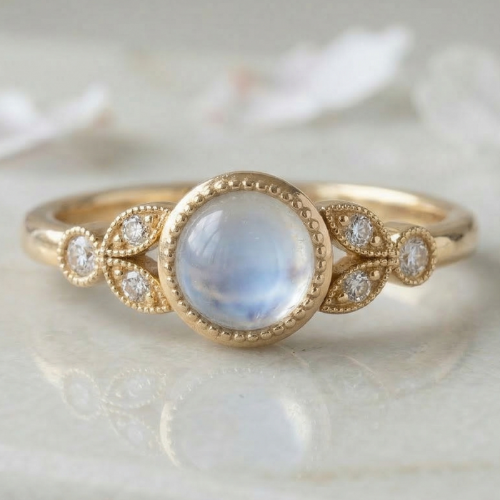 moonstone and diamond ring