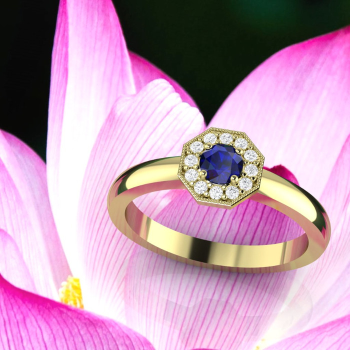 Blue sapphire engagement ring