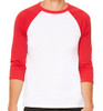 Medium - Adult - Raglan - White with Red - Bella Canvas - Custom T-shirt