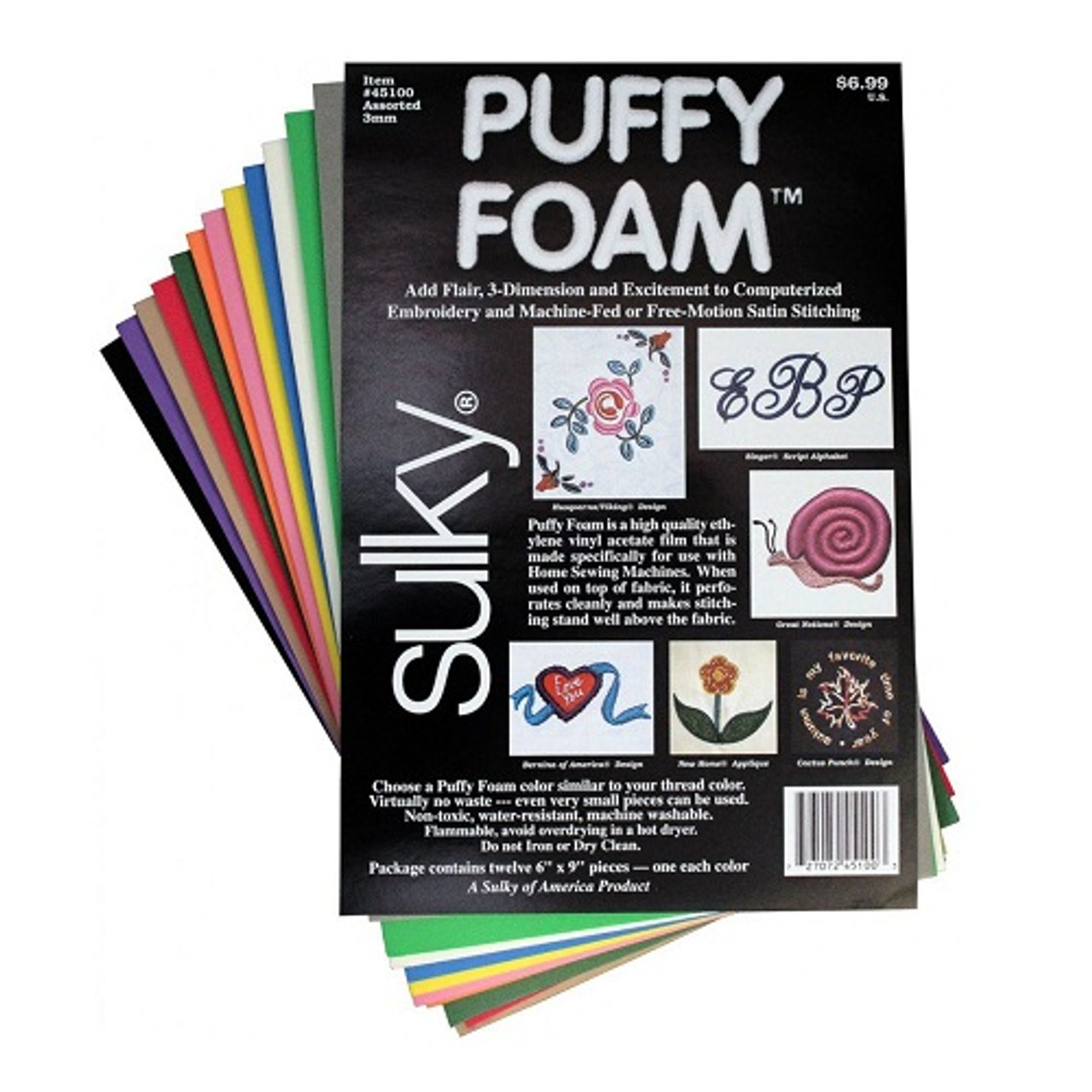 Kelly Green - Puffy Foam - Sulky
2mm
 9.25 inches x 6.25 inches
 3 Sheets per Pack