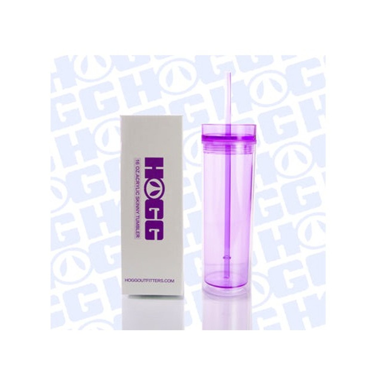 Acrylic Tumbler with Straw - 16oz - Purple
Double-Wall
Lid with straw opening 
Straw
Comes individually boxed