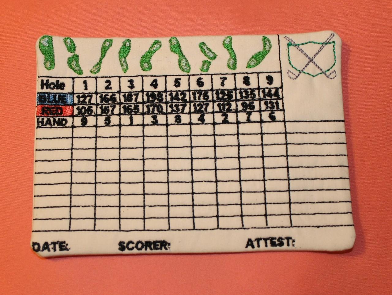 Golf Scorecard Mug Rug/Coaster
Approx: 6.5 x 4.75