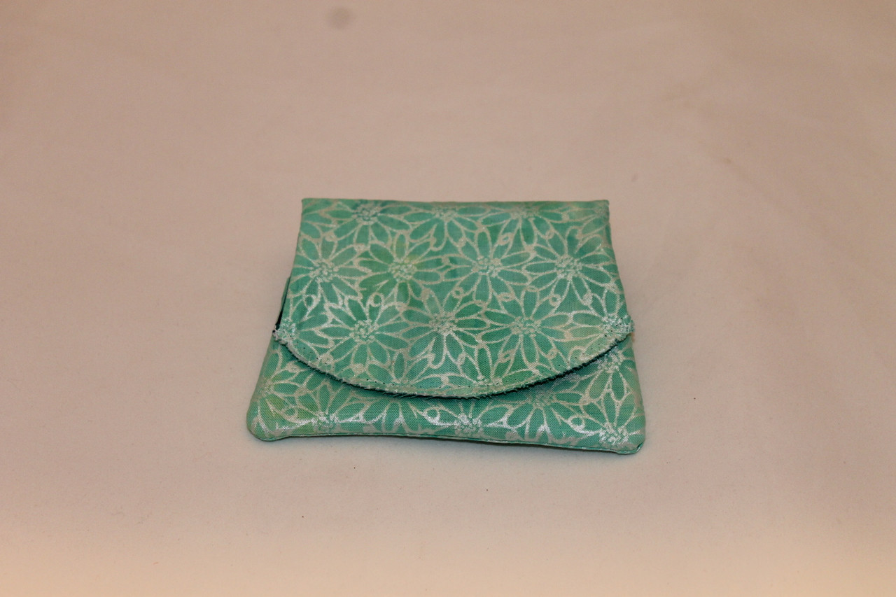 Credit Card / ID Wallet - Green Shimmer Flowers 20