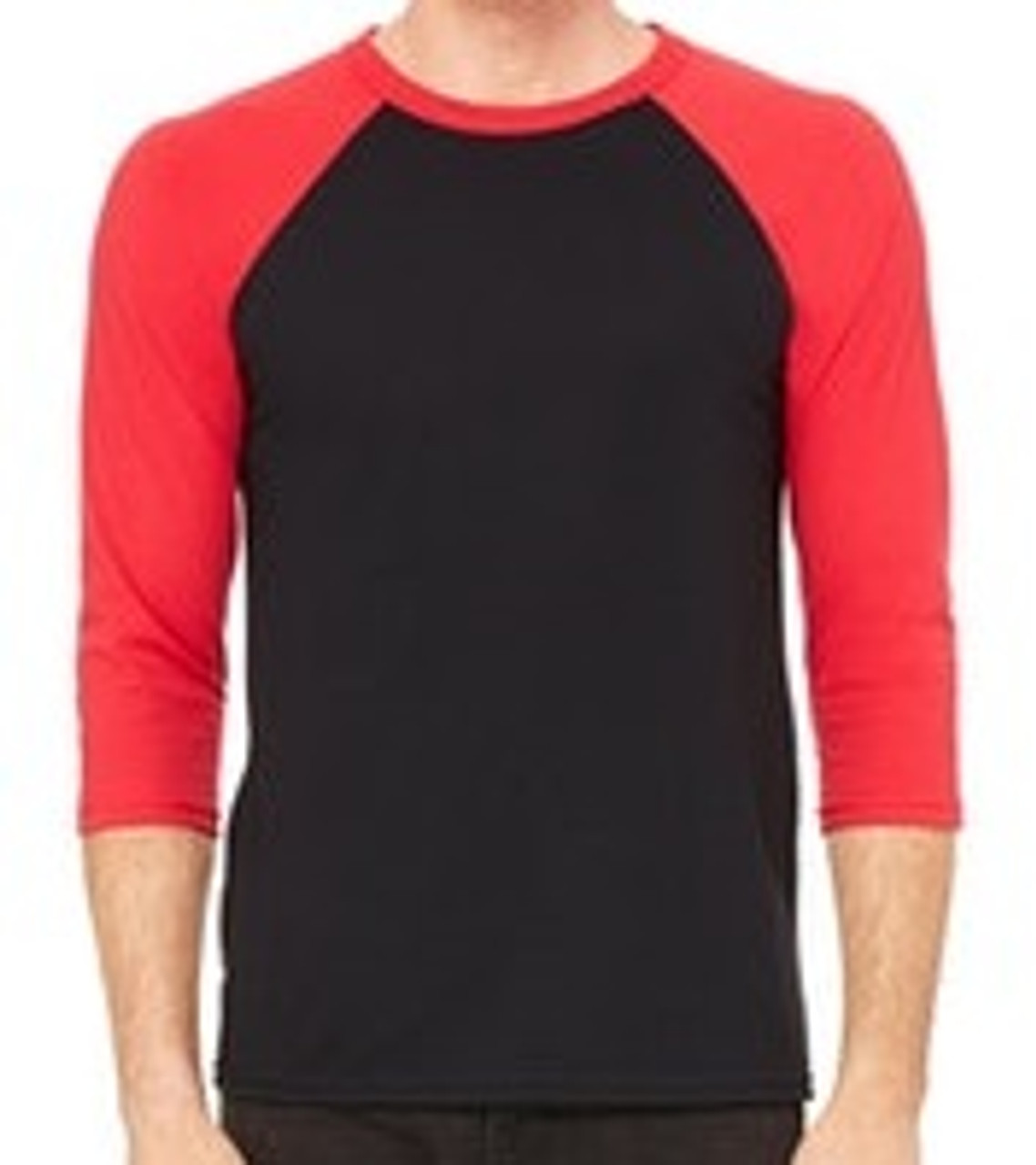 Large - Adult - Raglan - Black with Red - Bella Canvas - Custom T-shirt