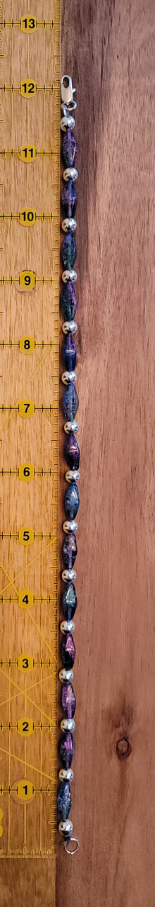 Necklace - 12 inch - Purple and Blue Glass Beads - Nickel Free - Child Size