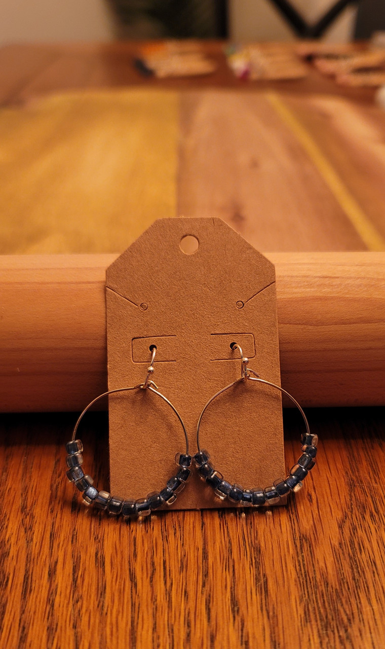 Medium Blue/Clear -  Glass Beads - Nickel Free - Earrings