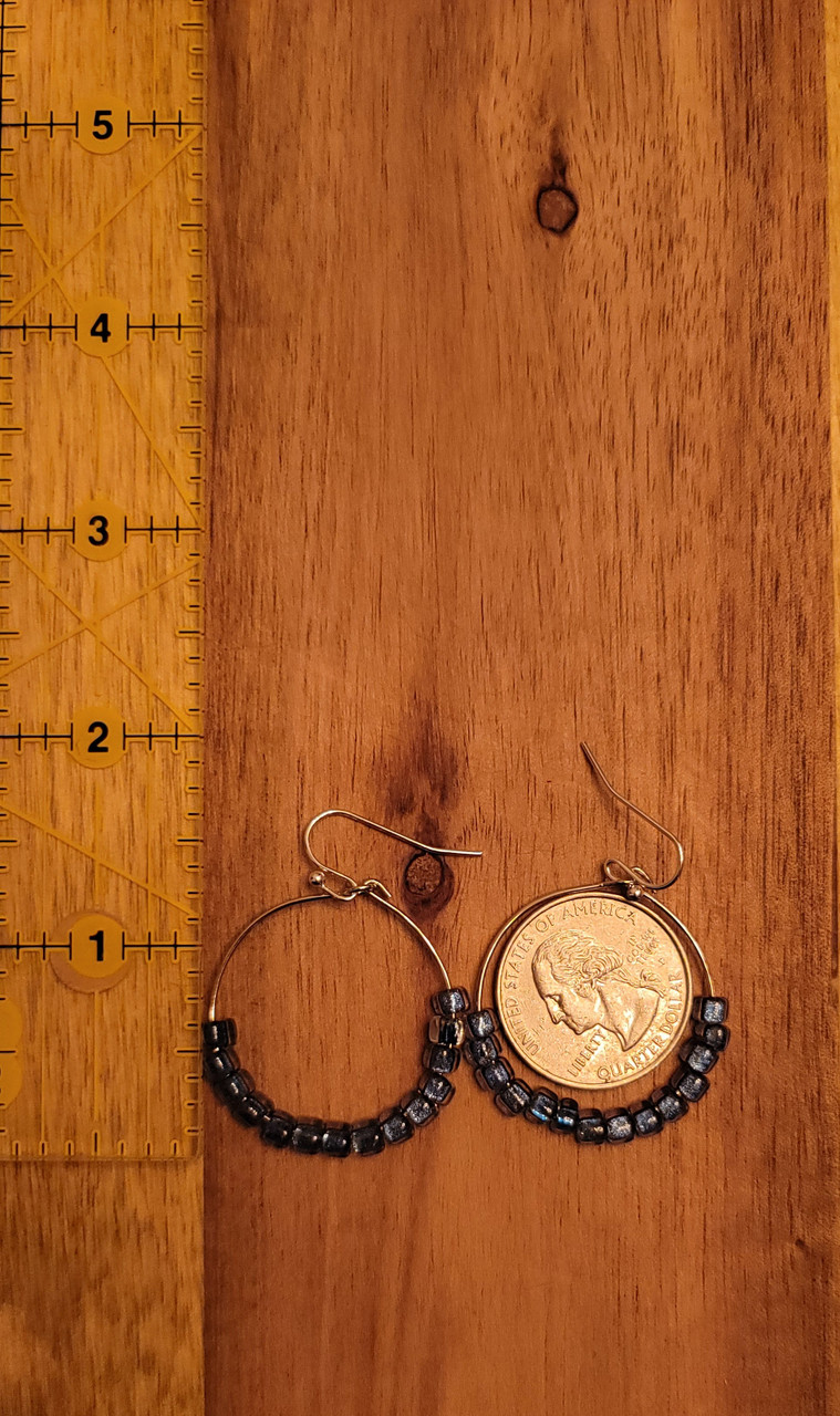 Medium Blue/Clear -  Glass Beads - Nickel Free - Earrings