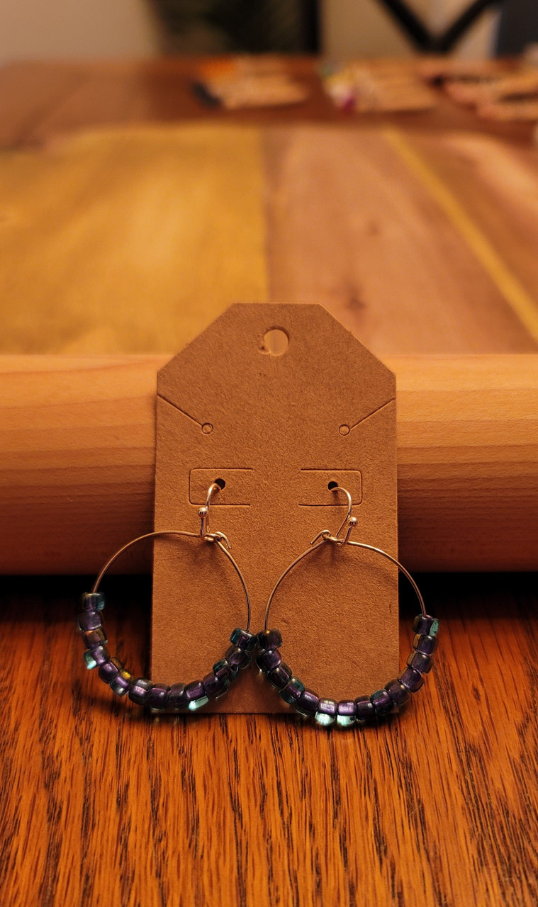 Aqua/Purple -  Glass Beads - Nickel Free - Earrings