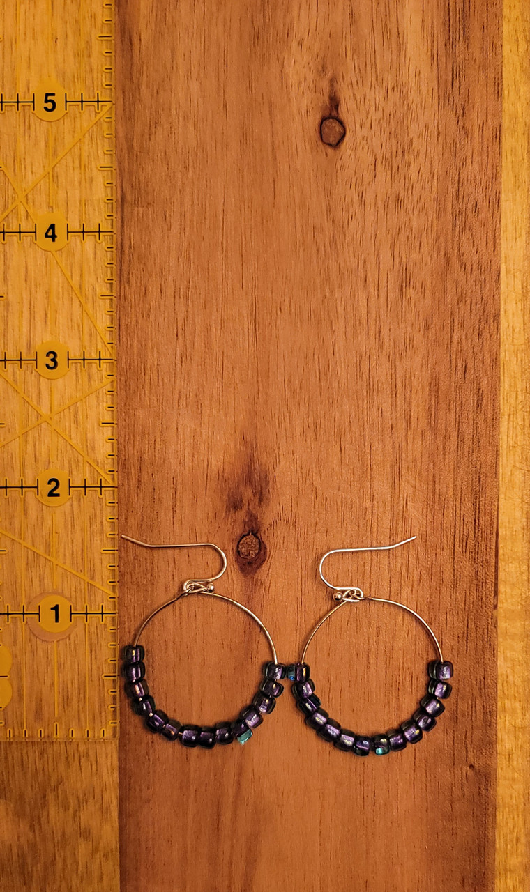 Aqua/Purple -  Glass Beads - Nickel Free - Earrings