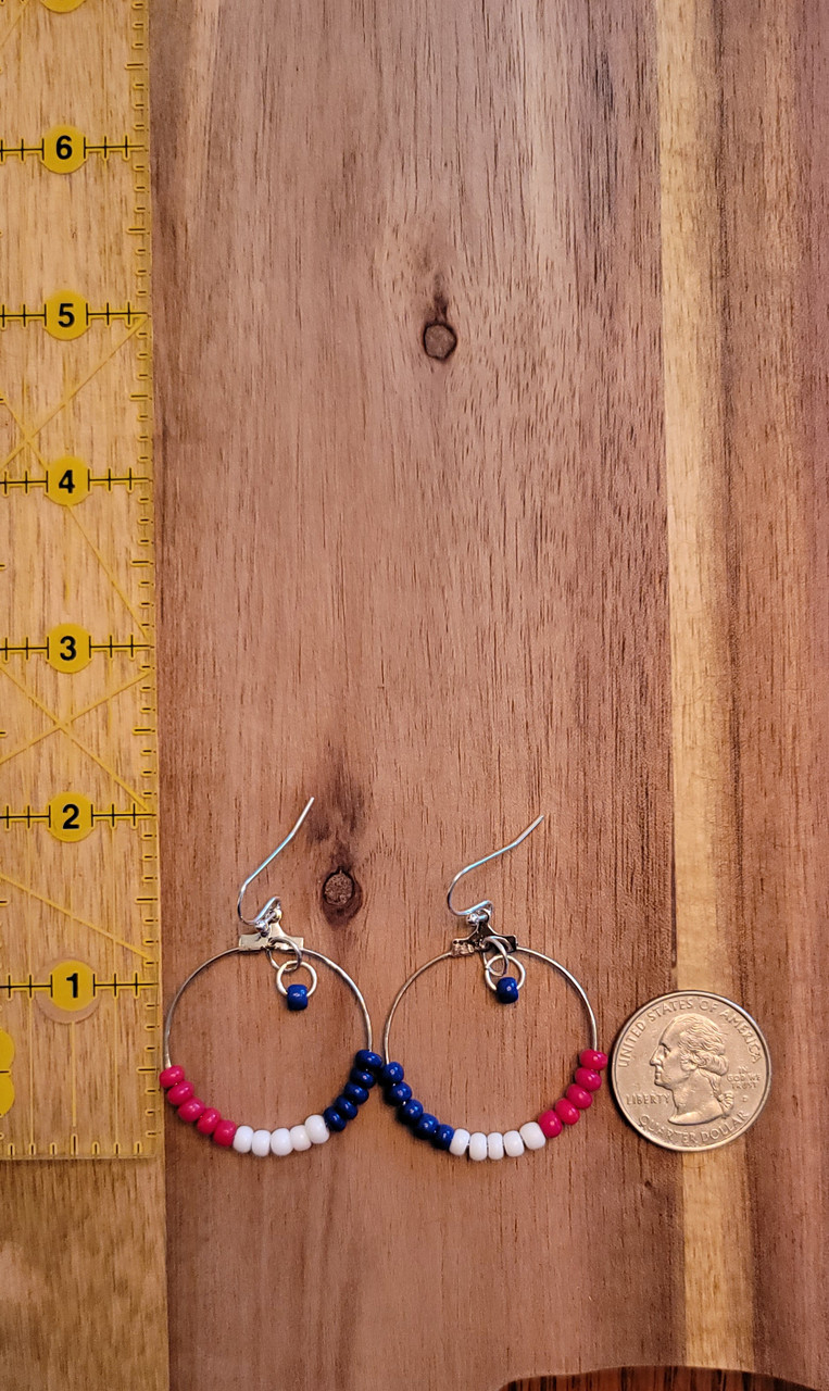 Red, White, and Blue -  Glass Beads - Nickel Free - Earrings