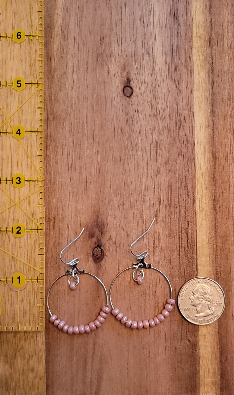 Pink -  Glass Beads - Nickel Free - Earrings - 011