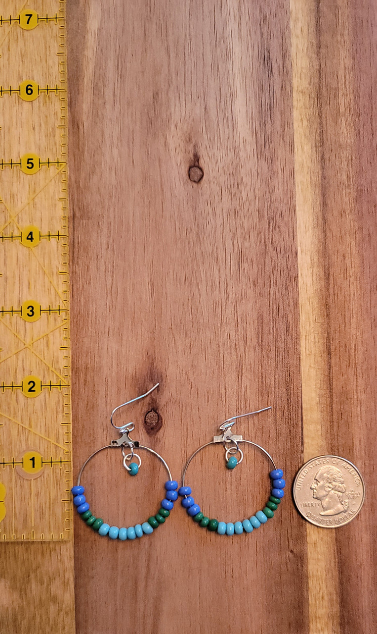 Blue/Green/Turquoise -  Glass Beads - Nickel Free - Earrings