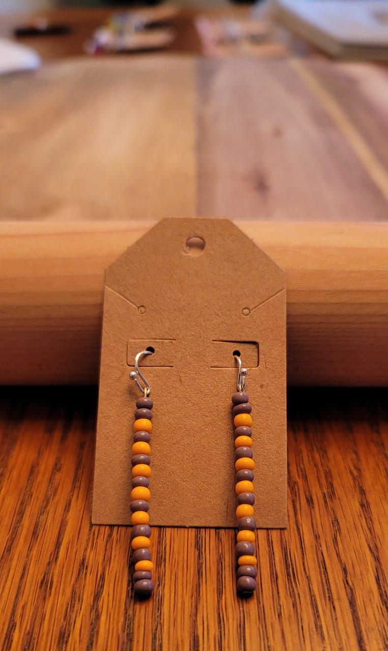 Lilac and Orange -  Glass Beads - Nickel Free - Earrings