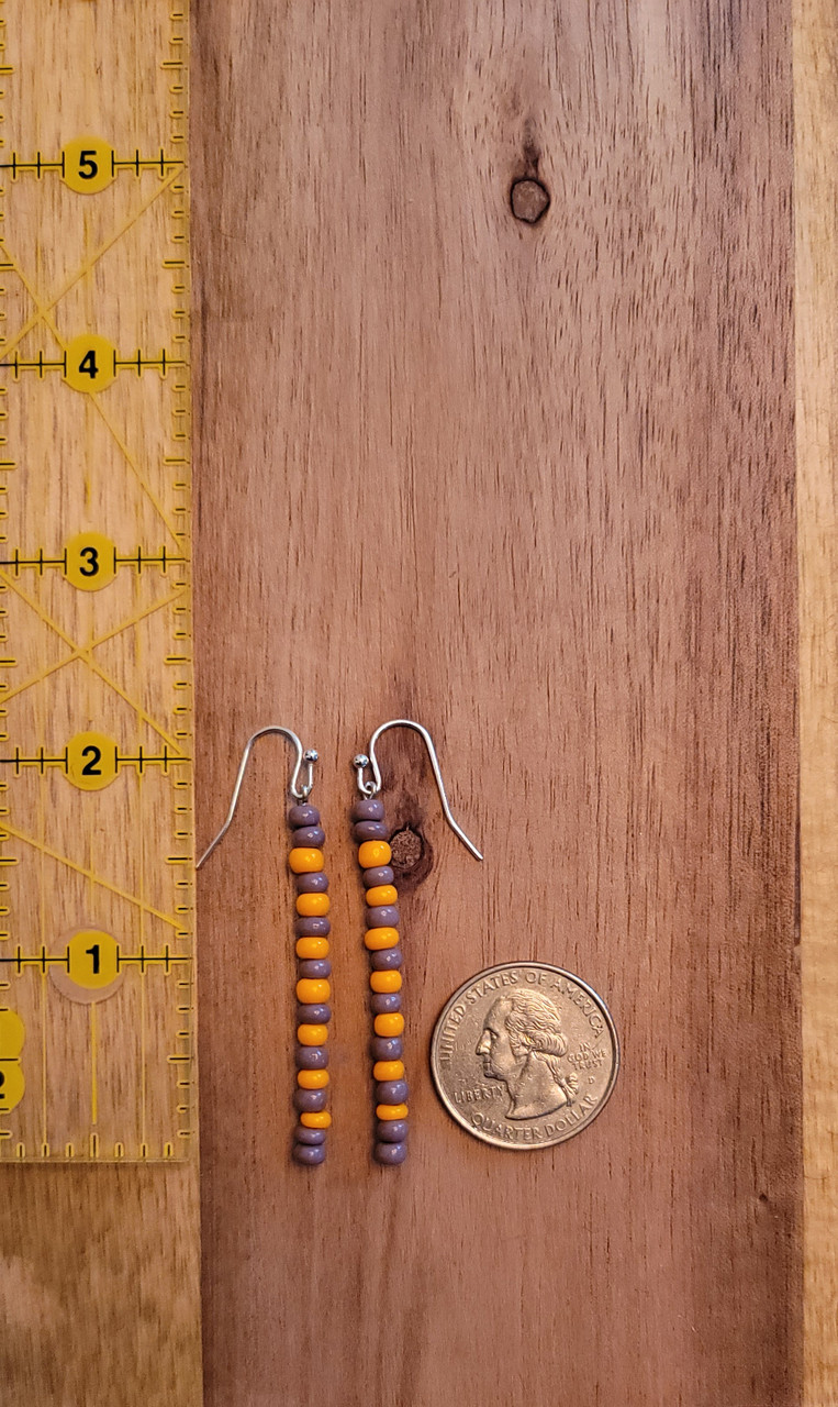 Lilac and Orange -  Glass Beads - Nickel Free - Earrings