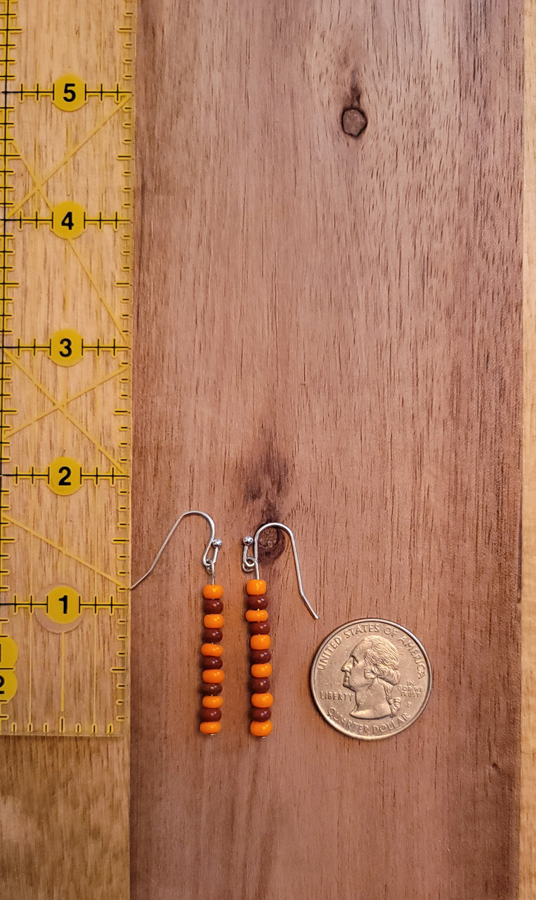 Orange and Maroon -  Glass Beads - Nickel Free - Earrings
