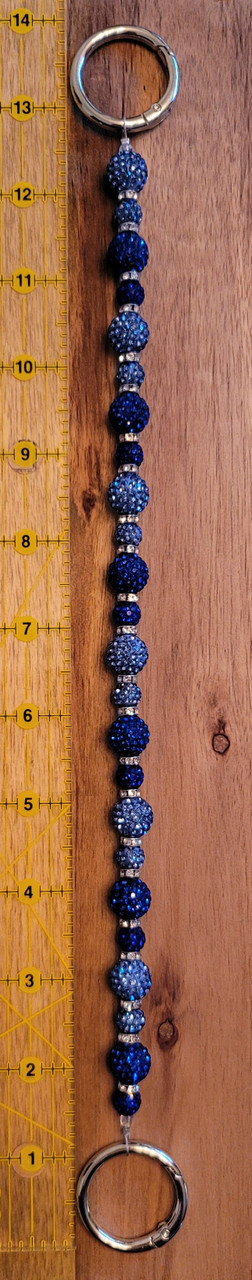 Dark Blue and Light Blue - Long - Rhinestone Beads - Purse Jewelry 