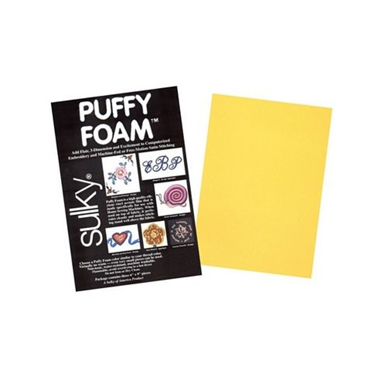 Yellow - Puffy Foam - Sulky
2mm
 9.25 inches x 6.25 inches
 3 Sheets per Pack