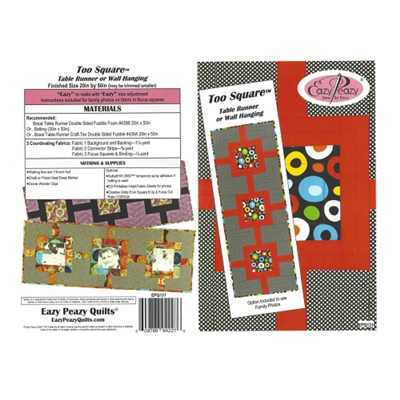 Too Square Table Runner or Wall Hanging - Eazy Peazy Quilts - Pattern