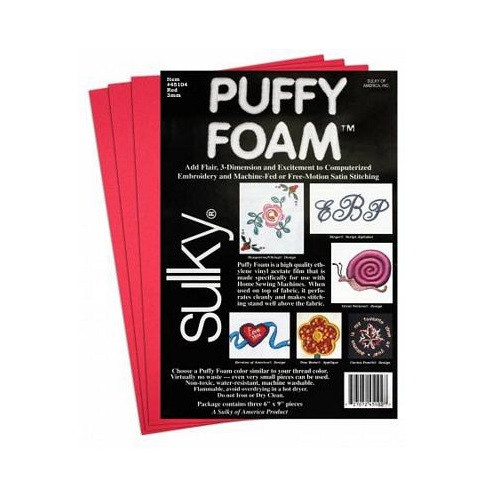 Red - Puffy Foam - Sulky
2mm
 9.25 inches x 6.25 inches
 3 Sheets per Pack