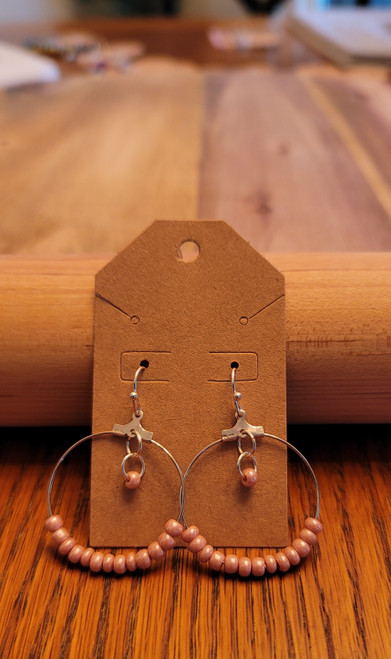 Pink -  Glass Beads - Nickel Free - Earrings - 013