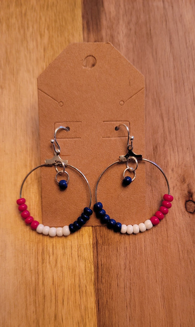 Red, White, and Blue -  Glass Beads - Nickel Free - Earrings