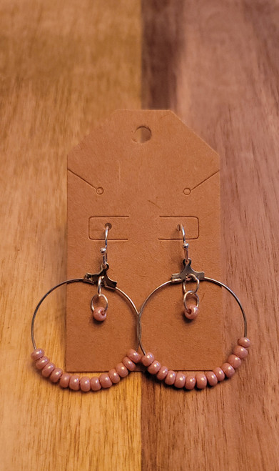 Pink -  Glass Beads - Nickel Free - Earrings - 011