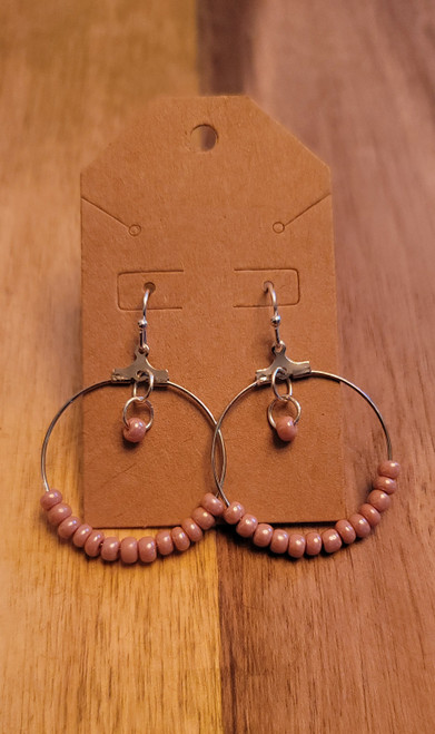 Pink -  Glass Beads - Nickel Free - Earrings - 009