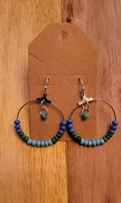 Blue/Green/Turquoise -  Glass Beads - Nickel Free - Earrings