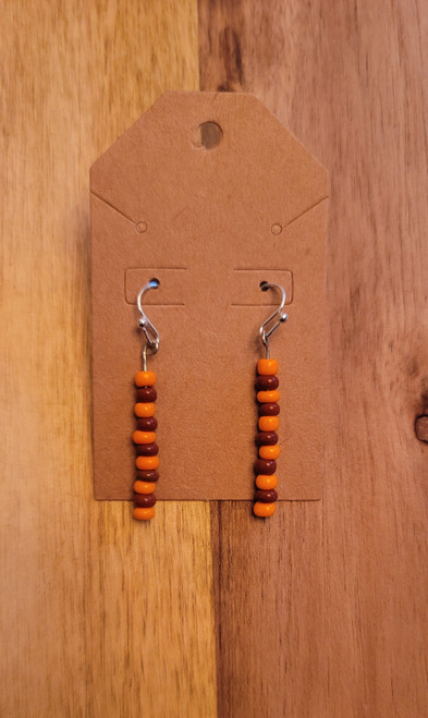 Orange and Maroon -  Glass Beads - Nickel Free - Earrings