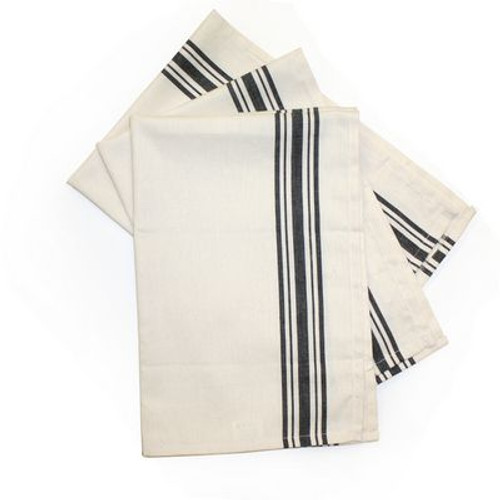 Black Striped Herringbone Weave Dish Towels - Pack of 3