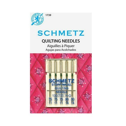 Quilting Sewing Machine Needles - Assorted - 5 pk - Schmetz
This needle has a special taper to the slightly rounded point which easily penetrates the thick layers of your quilt while preventing damage to the materials.
System 130/705 H-Q
Size Assorted - 3 size 75/11, & 2 size 90/14
5 needles per pack