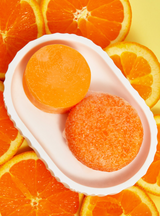 Honeybee Gardens Sunny Citrus Shampoo Bar with Conditioner Bar in dish 