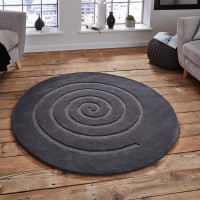 Spiral Grey Circle Rug