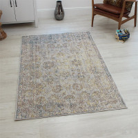 Grey Brown Yellow VE08 Faded Rug 240x330cm