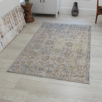 Grey Brown Yellow VE08 Faded Rug 240x330cm