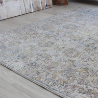 Grey Brown Yellow VE08 Faded Rug 240x330cm