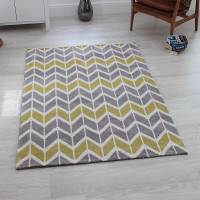 Arlo Chevron Rug Lemon Grey