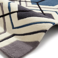 Hong Kong 7526 Grey Navy Geometric Rug