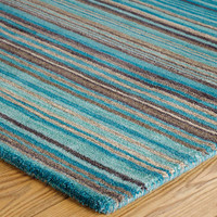 Carter Teal Striped Wool Rug