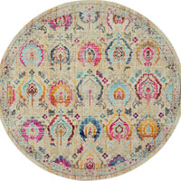 Ivory Multicoloured Vintage Kashan Rug VKA04
