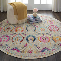 Ivory Multicoloured Vintage Kashan Rug VKA04