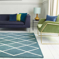 Albany Rug Diamond Teal Wool