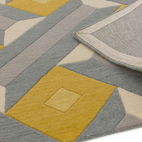 Reef Rug RF01 Motif Ochre Grey Wool